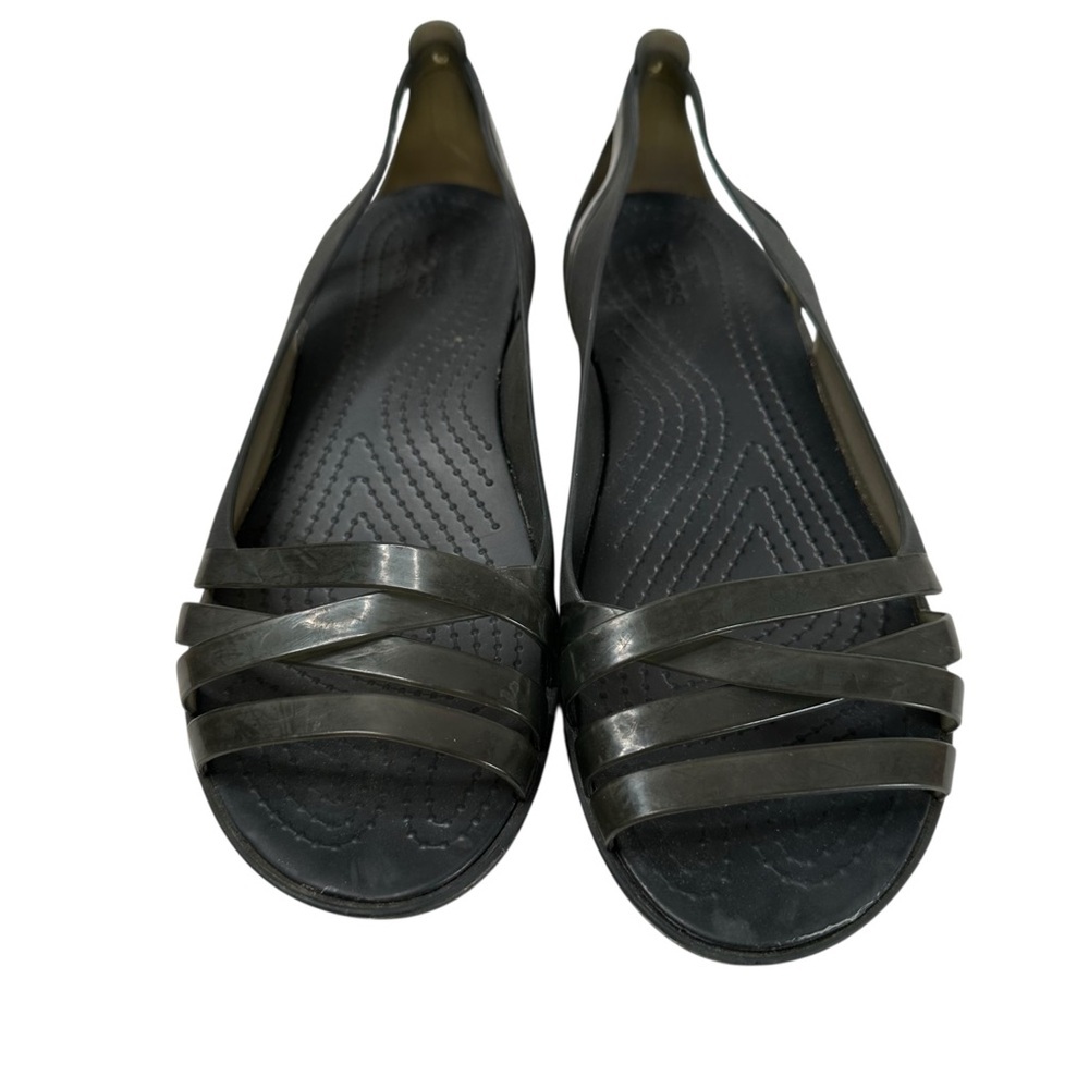Crocs Isabella Huarache II Flat Sandals Black Lightweight Comfort Size 10